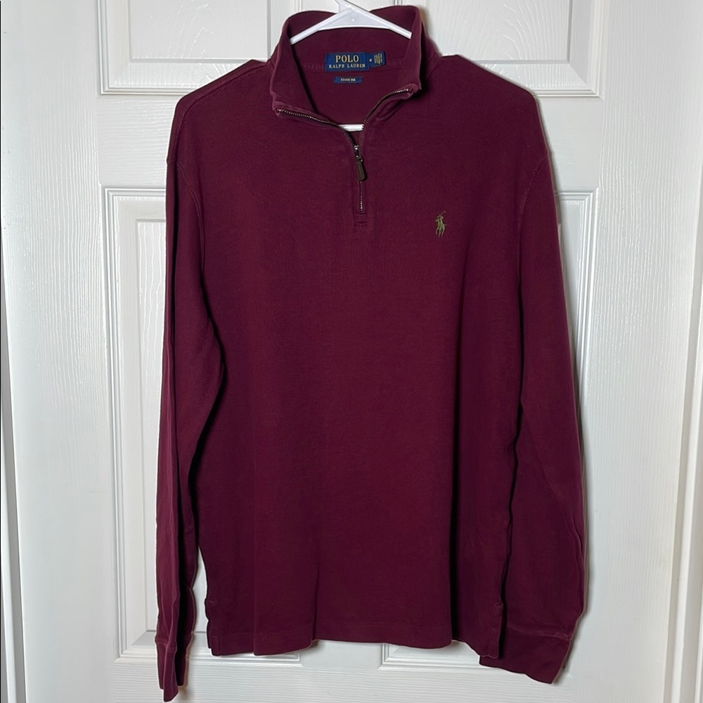 Polo Ralph Lauren Burgundy Estate-Rib Quarter-Zip Pullover